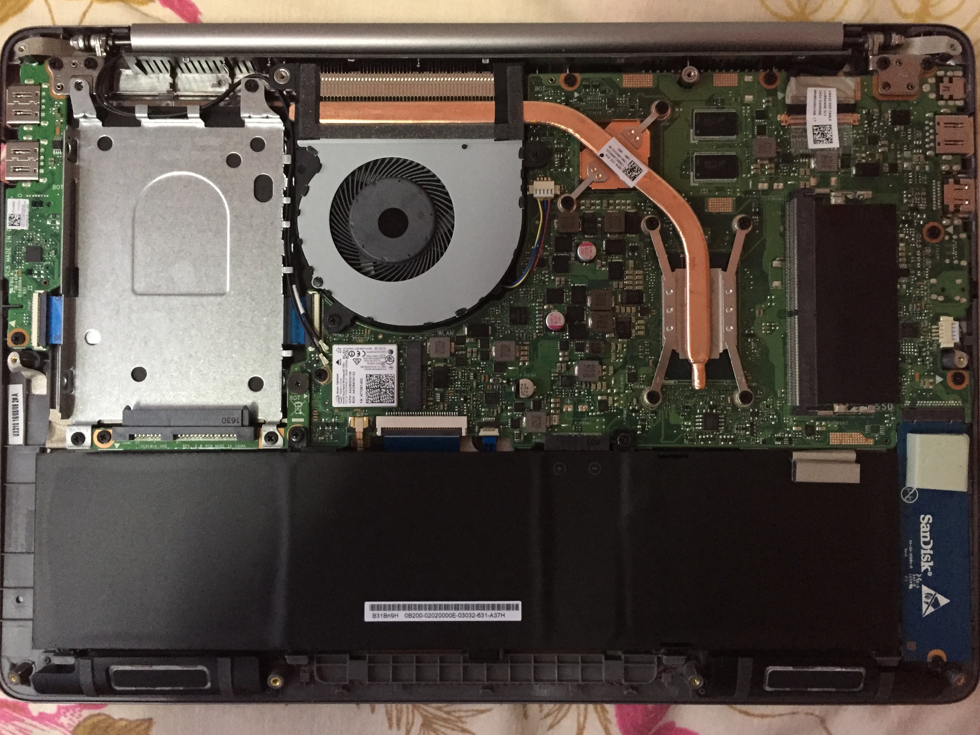 ASUS UX410UQ Disassembly and SSD, HDD, upgrade options