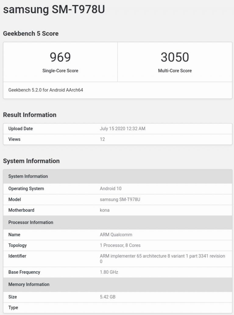 tab s6 geekbench